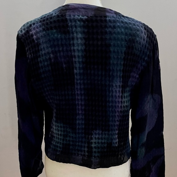 Nadya Cotton Waffle Weave Purple, Blue & Black Hand-dyed Jacket, sz S (1) - Picture 5 of 12